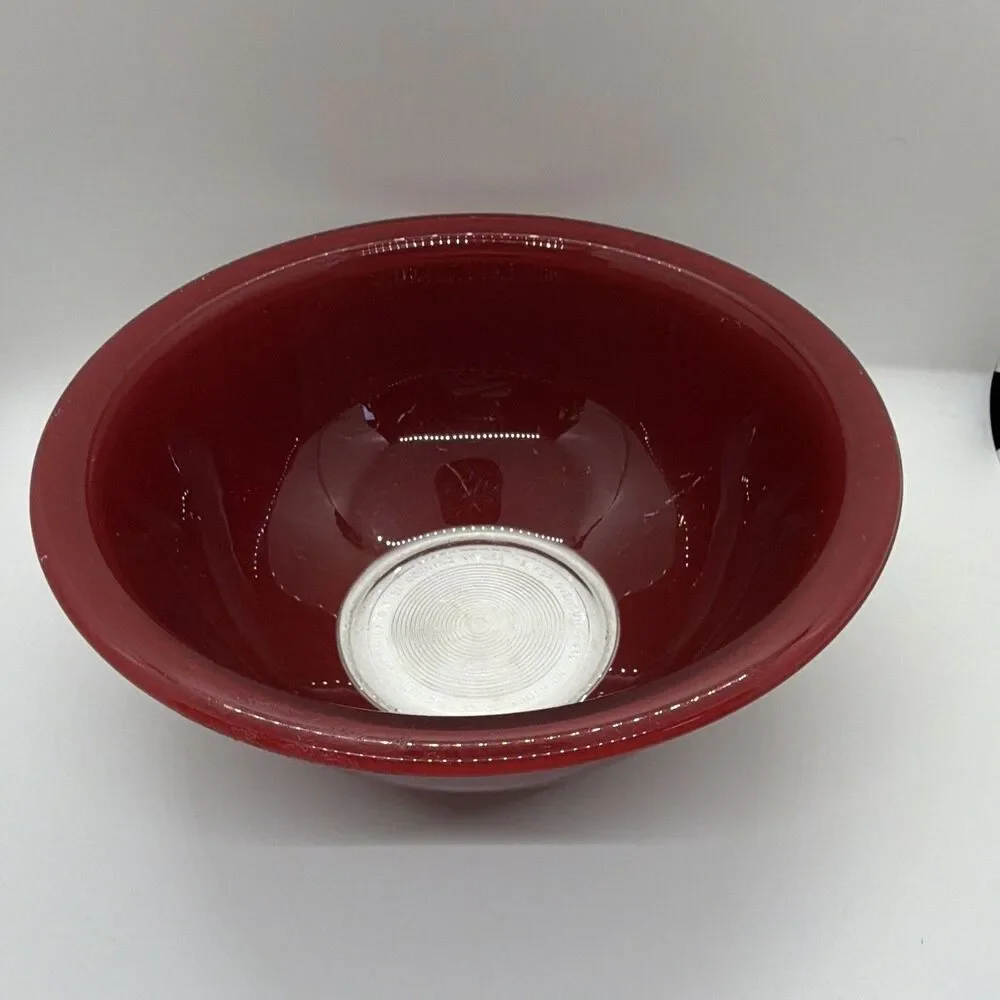 Pyrex 322 Red Solid Glass Clear Bottom  Stacking Mixing Bowls 1.5 and 1 L